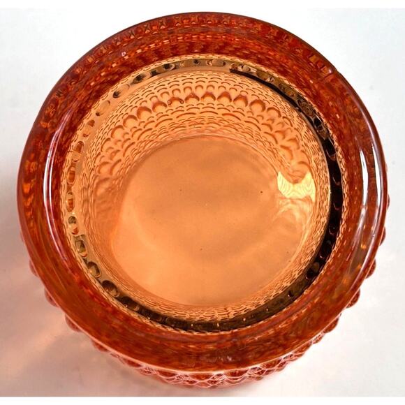 Set Of 4 Vintage Amber Bubble Glass Votive Candle Holders Cups - Picture 5 of 8